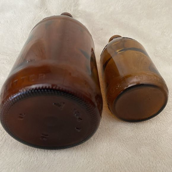 Lot of 2 Rare Amber Embossed Turkey Neck Glass AA Anceint Age Whiskey Bottles - Picture 6 of 9